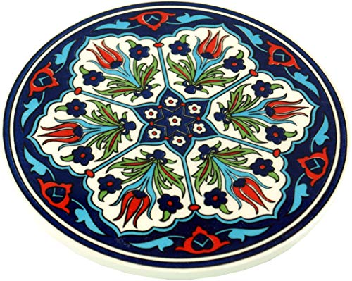 GURU SHOP Orientalischer Keramikuntersetzer, Runder Untersetzer mit Mandala Motiv - Muster 5, Blau, 1x16x16 cm, Untersetzer, Tabletts von GURU SHOP