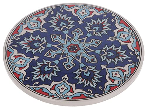 GURU SHOP Orientalischer Keramikuntersetzer, Runder Untersetzer mit Mandala Motiv - Muster 7, Blau, 1x16x16 cm, Untersetzer, Tabletts von GURU SHOP