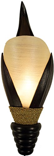GURU SHOP Palmenblatt Wandlampe/Wandleuchte, in Bali Handgefertigt aus Naturmaterial, Palmholz - Modell Ibiza, Fiberglas, 55x22x15 cm, Wandleuchten von GURU SHOP