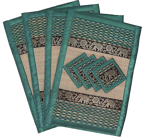 GURU SHOP Platzdeckchen, Bastuntersetzer, Tischmatte 4èr Set - Türkis, 30x45x0,3 cm, Tischläufer, Tischdecken von GURU SHOP