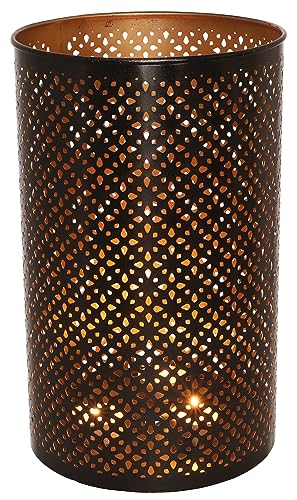 GURU SHOP Runde Metall Windlicht Leuchte, Passend für Teelicht Kerzen Oder als Deckenlampe Verwendbar - Modell 6, Braun, Größe: 25 cm, Teelichthalter & Kerzenhalter von GURU SHOP