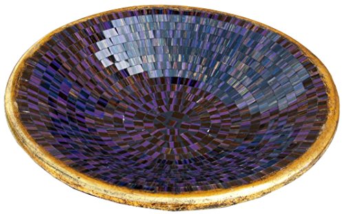 GURU SHOP Runde Mosaikschale, Untersetzer, Dekoschale, Handgearbeitete Keramik & Glas Obst Schale - Design 12, Violett, Größe: Mittel (Ø 37 Cm), Schalen von GURU SHOP
