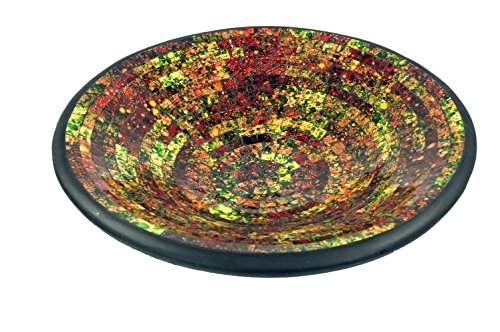 GURU SHOP Runde Mosaikschale, Untersetzer, Dekoschale, Handgearbeitete Keramik & Glas Obst Schale - Design 14, Mehrfarbig, Größe: Klein (Ø 29 Cm), Schalen von GURU SHOP