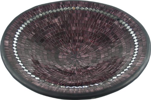 GURU SHOP Runde Mosaikschale, Untersetzer, Dekoschale, Handgearbeitete Keramik & Glas Obst Schale - Design 16, Braun, Größe: Groß (Ø 46 Cm), Schalen von GURU SHOP