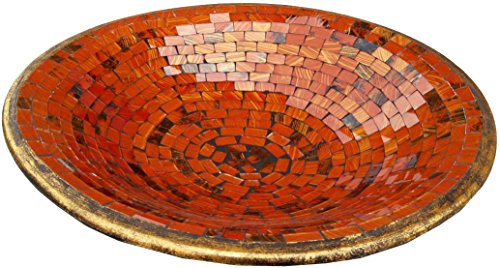 GURU SHOP Runde Mosaikschale, Untersetzer, Dekoschale, Handgearbeitete Keramik & Glas Obst Schale - Design 2, Orange, Größe: Groß (Ø 46 Cm), Schalen von GURU SHOP