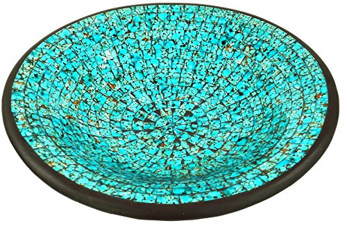 GURU SHOP Runde Mosaikschale, Untersetzer, Dekoschale, Handgearbeitete Keramik & Glas Obst Schale - Design 20, Türkis, Größe: Klein (Ø 29 Cm), Schalen von GURU SHOP