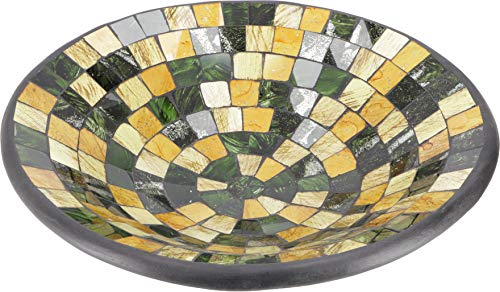 GURU SHOP Runde Mosaikschale, Untersetzer, Dekoschale, Handgearbeitete Keramik & Glas Obst Schale - Design 23, Mehrfarbig, Größe: Groß (Ø 44 Cm), Wohnaccessoires in Frischen Farben von GURU SHOP