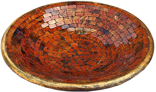 GURU SHOP Runde Mosaikschale, Untersetzer, Dekoschale, Handgearbeitete Keramik & Glas Obst Schale - Design 3, Orange, Größe: Groß (Ø 46 Cm), Schalen von GURU SHOP