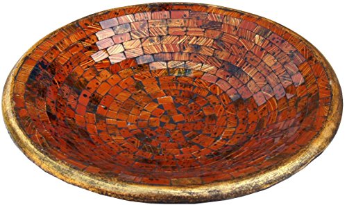 GURU SHOP Runde Mosaikschale, Untersetzer, Dekoschale, Handgearbeitete Keramik & Glas Obst Schale - Design 3, Orange, Größe: Klein (Ø 29 Cm), Schalen von GURU SHOP