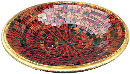 GURU SHOP Runde Mosaikschale, Untersetzer, Dekoschale, Handgearbeitete Keramik & Glas Obst Schale - Design 4, Orange, Größe: Mittel (Ø 37 Cm), Schalen von GURU SHOP