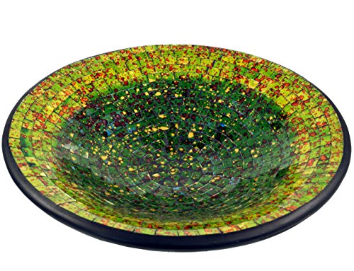 GURU SHOP Runde Mosaikschale, Untersetzer, Dekoschale, Handgearbeitete Keramik & Glas Obst Schale - Design 9, Grün, Größe: Groß (Ø 46 Cm), Schalen von GURU SHOP