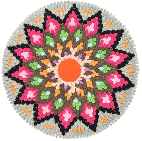 GURU SHOP Runde Upcycling Mandala Badmatte, Bodenmatte, Badvorleger - Motiv 56, Mehrfarbig, Baumwolle, 1x50x50 cm, Teppiche, Bodenmatten von GURU SHOP