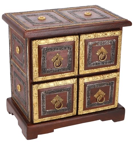 GURU SHOP Schubfachschränkchen, Apothekerschränkchen, Schmuck Schränkchen - Modell 3, Braun, 23x23x14 cm, Dosen, Boxen & Schatullen von GURU SHOP