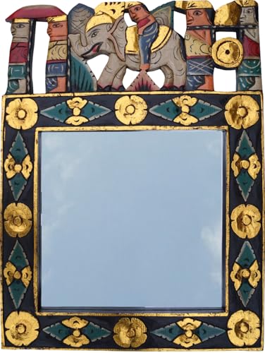 GURU SHOP Spiegel mit Schnitzerei - Elefant, 80x60x3 cm von GURU SHOP