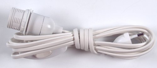 GURU SHOP Steckerleitung, Zuleitung, Lampen Kabel 3 m, mit Schalter, Fassung - Lose bzw Gebündelt, Weiß, E14, Farbe: Weiß, E14, Elektrozubehör von GURU SHOP