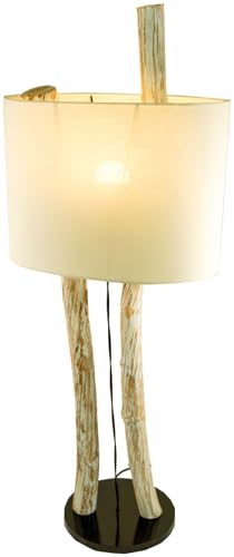 GURU SHOP Stehlampe/Stehleuchte, in Bali Handgefertigt aus Naturmaterial, Holz, Baumwolle - Modell Kupang, 100x37x20 cm von GURU SHOP