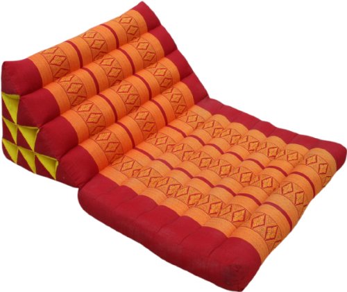 GURU SHOP Thaikissen, Dreieckskissen, Kapok, Tagesbett mit 1 Auflage - Rot/orange, 30x50x75 cm, Asiatisches Sitzkissen, Liegematte, Thaimatte von GURU SHOP