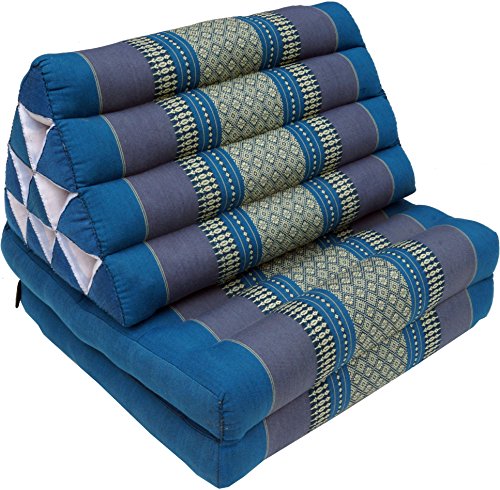 GURU SHOP Thaikissen, Dreieckskissen, Kapok, Tagesbett mit 2 Auflagen - Türkis/grau, 30x50x120 cm, Asiatisches Sitzkissen, Liegematte, Thaimatte von GURU SHOP