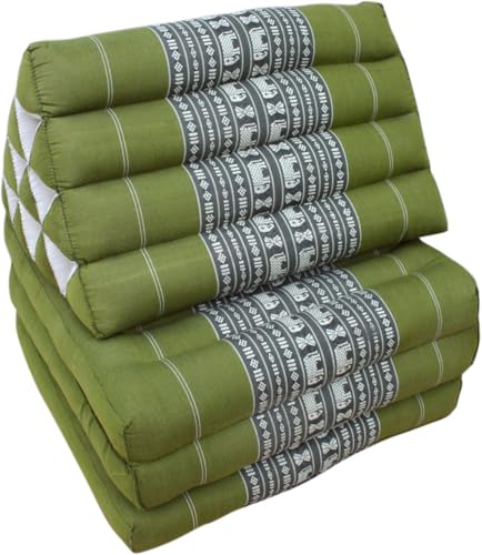 GURU SHOP Thaikissen, Dreieckskissen, Kapok, Tagesbett mit 3 Auflagen - Grün, 30x50x160 cm von GURU SHOP