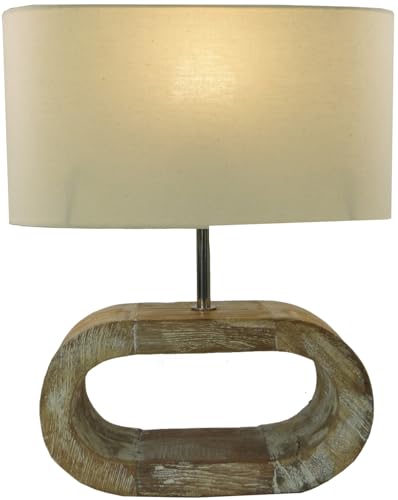 GURU SHOP Tischlampe/Tischleuchte, Shabby Chic Look, in Bali Handgemacht aus Naturmaterial - Modell Umbra, 42x35x15 cm von GURU SHOP