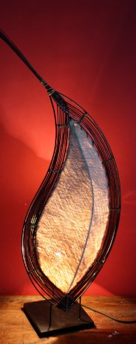 GURU SHOP Tischlampe/Tischleuchte, in Bali Handgemacht aus Naturmaterial, Kokosfaser - Modell Orphelia, Braun, 60x20x18 cm, Tischlampen aus Naturmaterialien von GURU SHOP