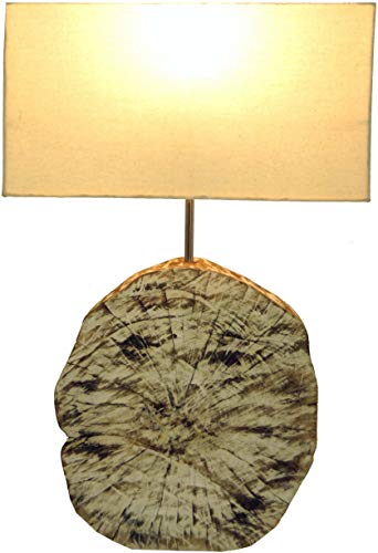 GURU SHOP Tischlampe/Tischleuchte, in Bali Handgemacht aus Naturmaterial - Modell Medan, Holz, 54x35x16 cm, Tischlampen aus Naturmaterialien von GURU SHOP
