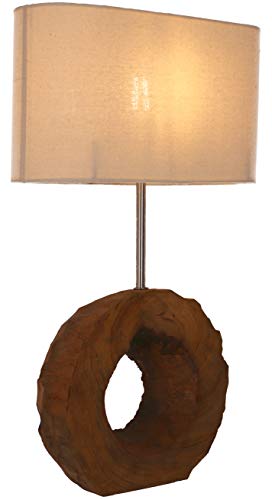 GURU SHOP Tischlampe/Tischleuchte, in Bali Handgemacht aus Naturmaterial - Modell Palau 1, Holz, 59x35x15 cm, Tischlampen aus Naturmaterialien von GURU SHOP