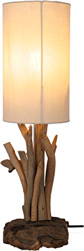 GURU SHOP Tischleuchte/Tischlampe, in Bali Handgemachtes Unikat aus Naturmaterial, Treibholz, Baumwolle - Modell Libra, 53x15x15 cm, Tischlampen aus Naturmaterialien von GURU SHOP