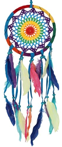 GURU SHOP Traumfänger Regenbogen mit Gehäkeltem Netz - Bunt 17 cm von GURU SHOP