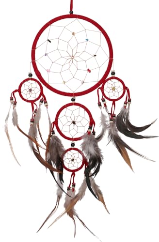 GURU SHOP Traumfänger mit Halbedelsteinen - Rot, Size:17 cm von GURU SHOP