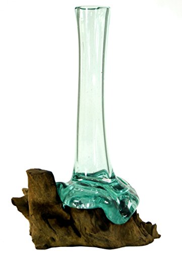 GURU SHOP Vase aus Recycelingglas, Glasvase Wurzelholz - M10 30cm, Braun, 30x10x10 cm, Vasen & Blumentöpfe von GURU SHOP