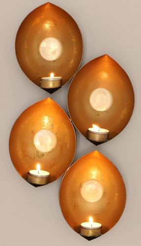 GURU SHOP Wandkerzenhalter, Wandteelicht - Gold, 46x20x7 cm von GURU SHOP