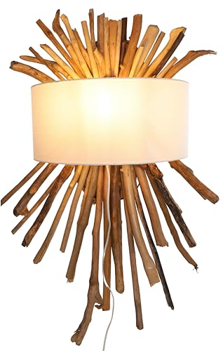 GURU SHOP Wandlampe/Wandleuchte/Wandleuchte, Handgefertigt aus Naturmaterial, Treibholz, Baumwolle - Modell Mandalika, 80x55x22 cm, Wandleuchten von GURU SHOP