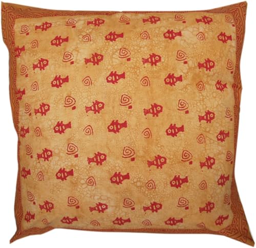 GURU SHOP XL Kissenbezug Blockdruck, Kissenhülle Ethno, Dekokissen Bezug mit Traditionellem Design - Muster 5, Baumwolle, 80x80x0 cm von GURU SHOP