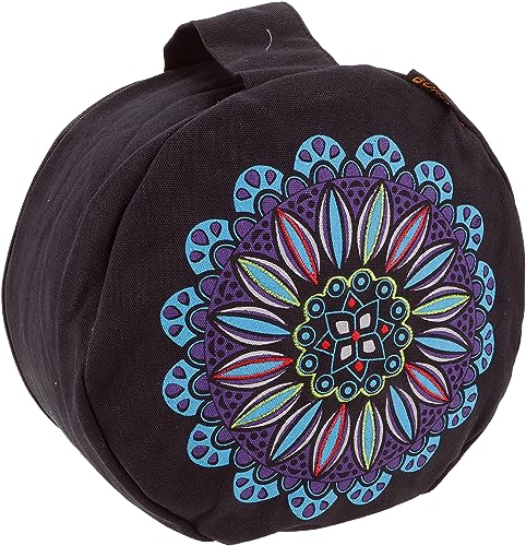 GURU SHOP Yoga Kissen, Yogakissen, Bedrucktes Meditationskissen mit Dinkel Füllung - Schwarz, 13x30x30 cm, Meditationskissen & Sitzkissen von GURU SHOP