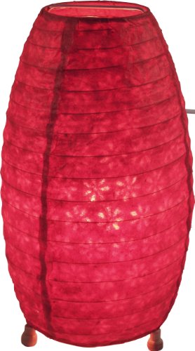 GURU SHOP Coronada Lokta Papier Tischlampe/Tischleuchte - 30 cm Rot, Lokta-Papier, Bunte, Exotische Tischlampen von GURU SHOP