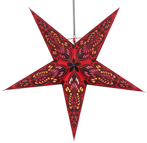GURU SHOP Faltbarer Advents Leucht Papierstern, Weihnachtsstern 60 cm - Menor Bordeaux, Papiersterne 60 cm von GURU SHOP