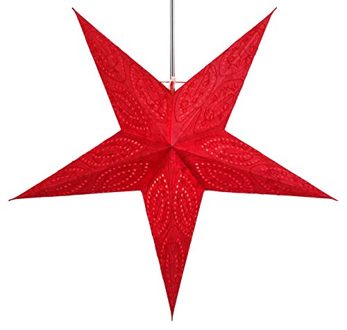 GURU SHOP Faltbarer Advents Leucht Papierstern, Weihnachtsstern 60 cm - Mercury Rot, Star Fensterdeko von GURU SHOP