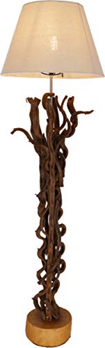 GURU SHOP Stehlampe/Stehleuchte, in Bali Handgefertigt aus Naturmaterial, Holz, Baumwolle - Modell Jade 120, Treibholz, 120x35x35 cm, Stehleuchten von GURU SHOP