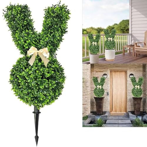 Bunny Topiary, Hasen-Topiary, Hasenformschnitt-Baum, Künstlicher Formschnittbaum in Hasenform, Osterhasen-Formschnittbäume, Buchsbaum-Formschnitt-Pflanze für Zuhause, Innen-und Außenbereich von GUSHE