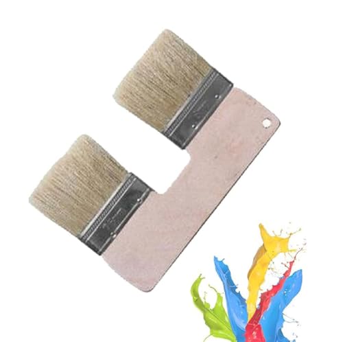 Double Paint Brush, 3-Zoll-Doppelkopf-Malpinsel, U-Förmiger Malpinsel mit Doppelkopf, Doppelpinsel aus Holz für Acrylmalerei, Kunstpinsel mit Borsten, Texturpinsel, Malwerkzeuge von GUSHE