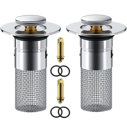 Edelstahl-Filter für den Bodenabfluss, Bodenablauffilter aus Edelstahl, Abflussfilter Haarabscheider für das Waschbecken, Universal Pop-up-abflusssieb mit abnehmbarem Edelstahl-Filterkorb (2PCS) von GUSHE