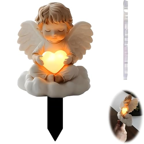 Eternal Embrace Angel Garden Stake - 2D Flache Acryl Gedenk-Engel Gartenpfähle, Gartenstecker Mit Engel Und Herz, Wasserdicht Trauer Gartenstecker Für Den Hof Grab Friedhof von GUSHE