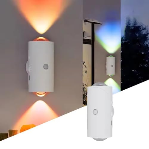 GUSHE Intelligentes LED-Nachtlicht mit Bewegungssensor, RGB-Farbverlauf dimmbar, Smart LED Wandlampe Innen/Außen, Wiederaufladbare Kabellose Wandlampe, Automatisch ON/Off, Für Schlafzimmer Wohnzimmer von GUSHE