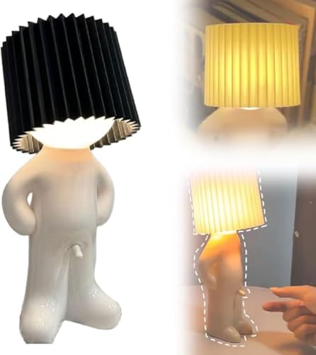 Modest Mike Lamp, Shy Boy Lamp, A Little Shy Man Lampe, Lustige LED Tischlampe, Schüchterner Mann Nachtlicht, Kreative Kleinen Tischleuchte Mit Schirm, Naughty Boy Lampe für Schlafzimmer (Schwarz) von GUSHE