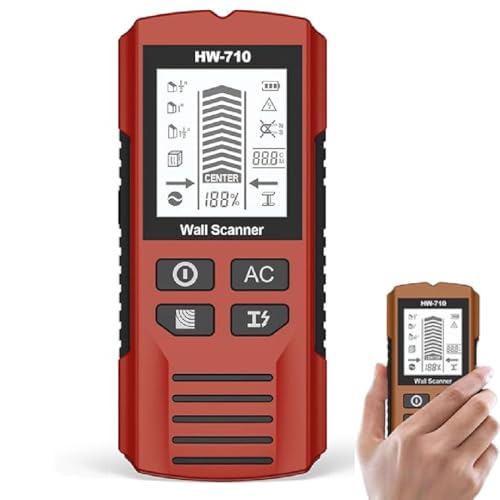 Multifunktionaler Handheld Metall und Wand Detektor,Leitungssucher Wand Scanner Detektor,Tragbare Stud Finder Metalldetektor mit LCD-Anzeige,Wanddetektor für Holz Eisenmetalle Kabel Metall (Rot) von GUSHE