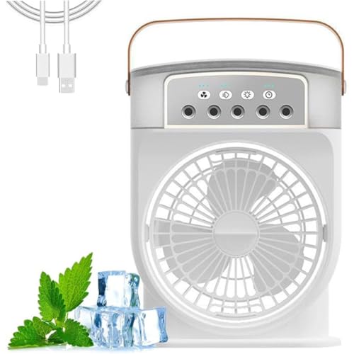 Polarlux Air Cooler, Polarlux Ice Fan, 4-in-1 Mobiles Klimagerät, Tragbarer USB Verdunstungskühler, Mini Luftkühler Ventilator mit Wasserkühlung 3 Geschwindigkeiten, Ideal für Zimmer, Büro (Weiß) von GUSHE