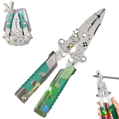 Tuvilo Electrical Pliers,Abisolierzange mit Strommessfunktion,Faltbare elektrische Kabelabstrippzange,Multifunktionale Abisolierzange,Elektriker Zange,Kabelschere zum Schneiden Abisolieren (A) von GUSHE