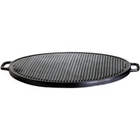 Gusseisenkuss® Grillplatte aus Gusseisen Ø 41 cm Gussplatte Plancha geriffelt/glatt von GUSSEISENKUSS