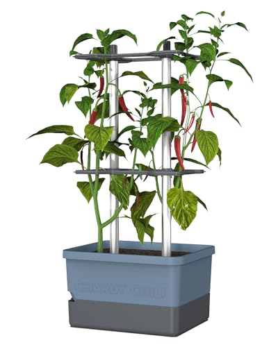 GUSTA GARDEN Charly Chili Chilitopf - Pflanzentopf mit Rankhilfe, Bewässerungssystem & Robustem Rahmen (Blau, Regular) von GUSTA GARDEN